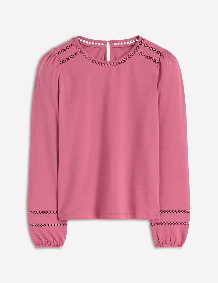 Flo Trim Detail Top Pink Heather