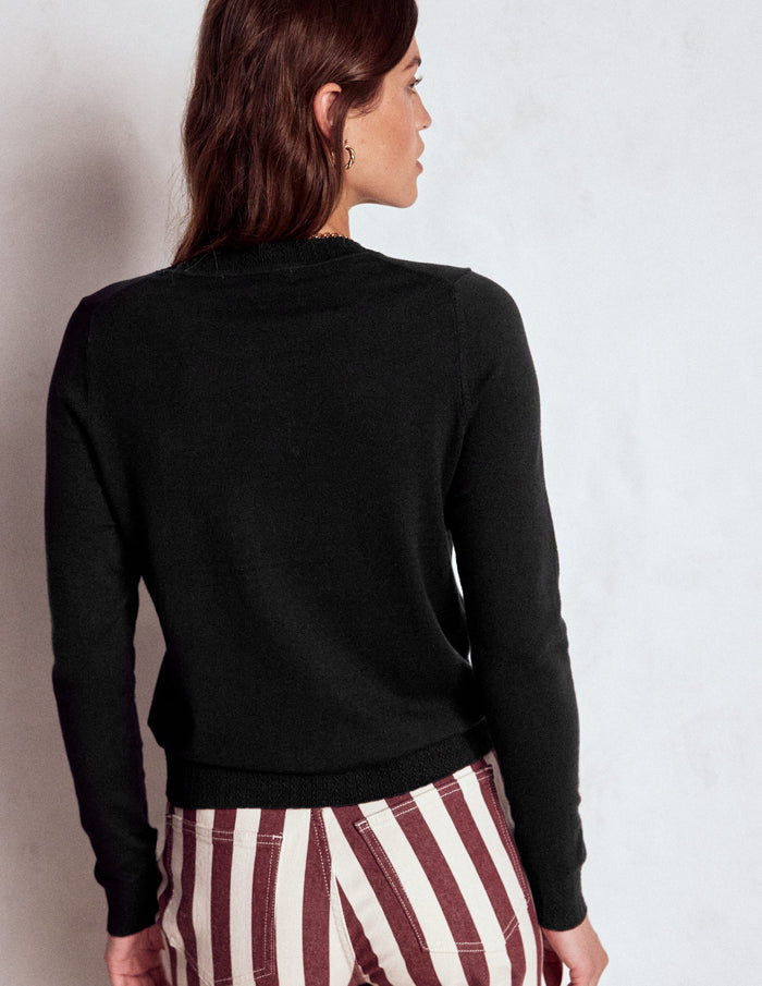 Emilia Cotton Crew Sweater Black
