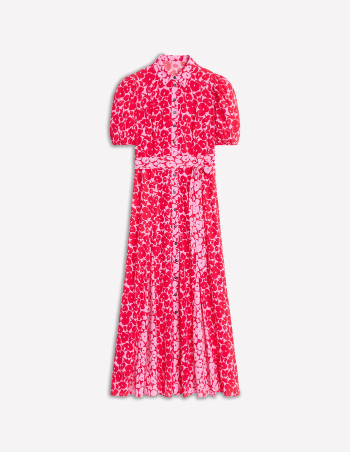 Alegra Midi Shirt Dress Jewel Red, Leafy Grove