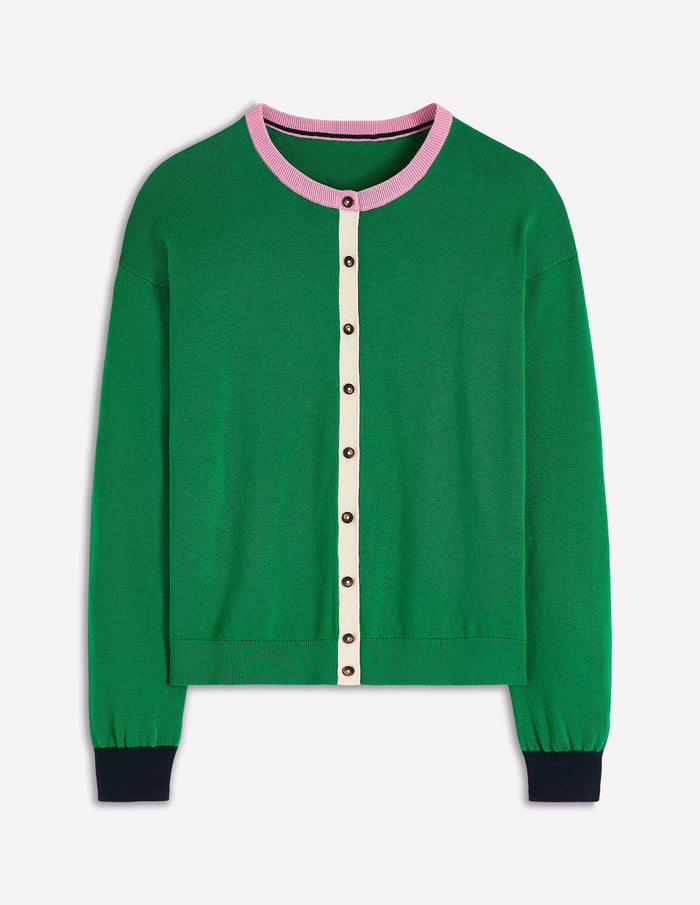 Lara Relaxed Cotton Cardigan Rich Emerald