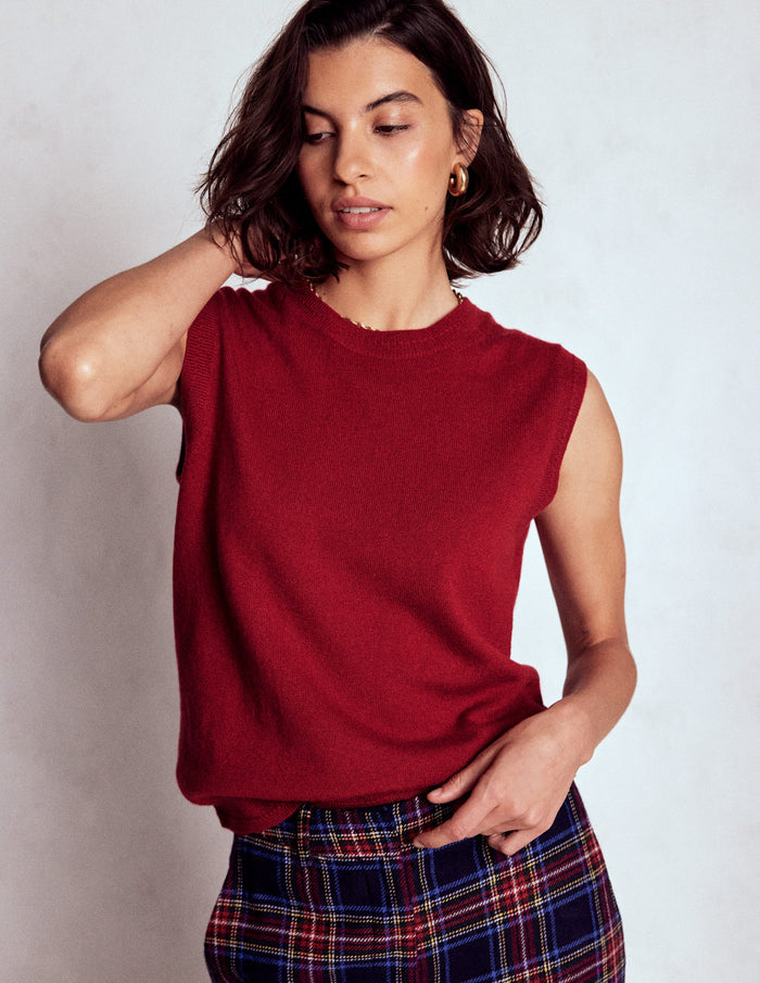Eva Cashmere Vest Red Liquorice
