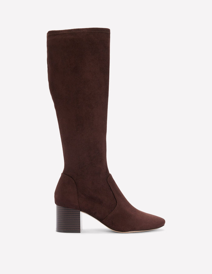 Stretch Knee Heel Boots Chocolate