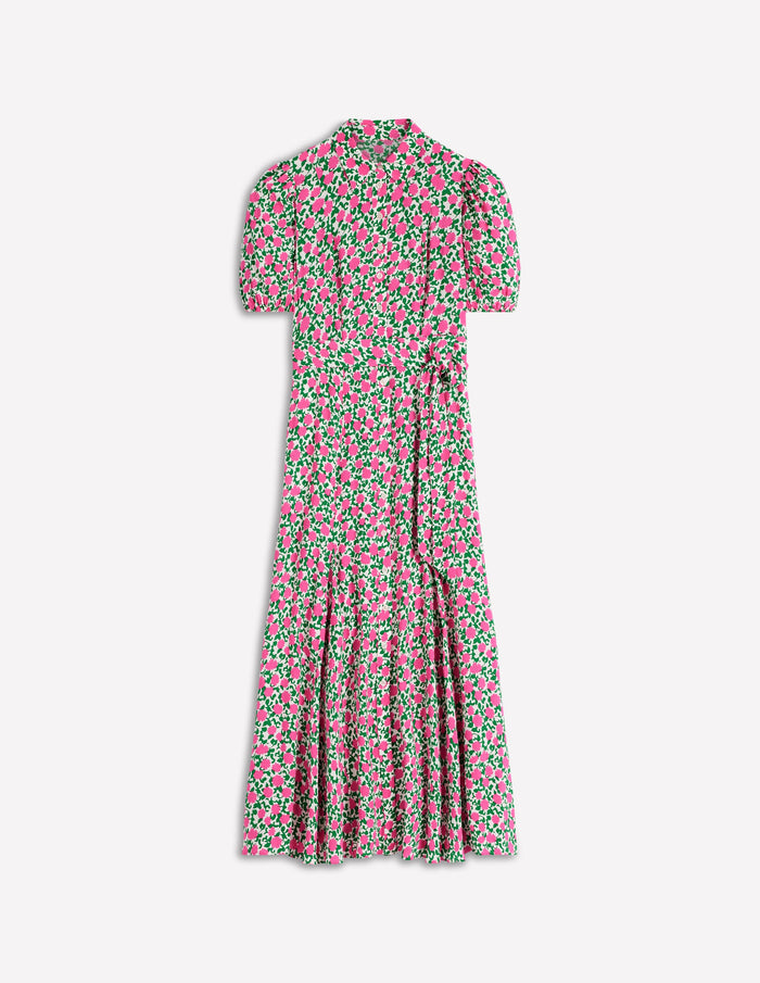 Alegra Midi Shirt Dress Pink Ribbon, Floweret Vine
