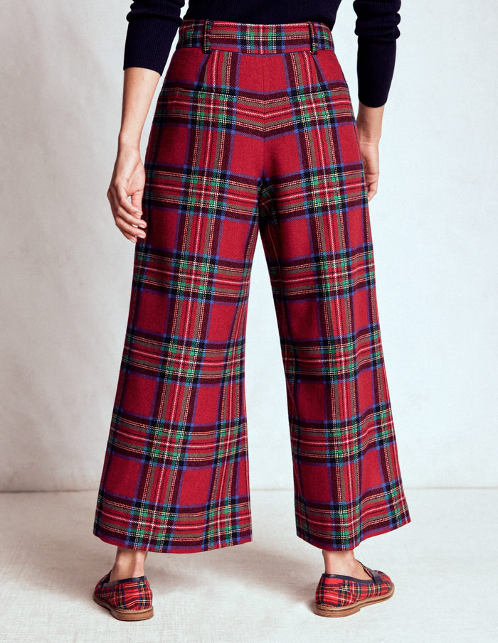 Pleated Wool Culottes Red, Blue and Green Check