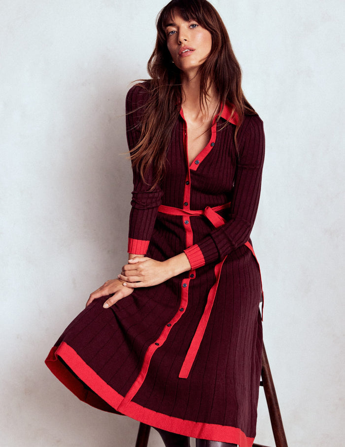 Rachel Knitted Shirt Dress Deep Wisteria