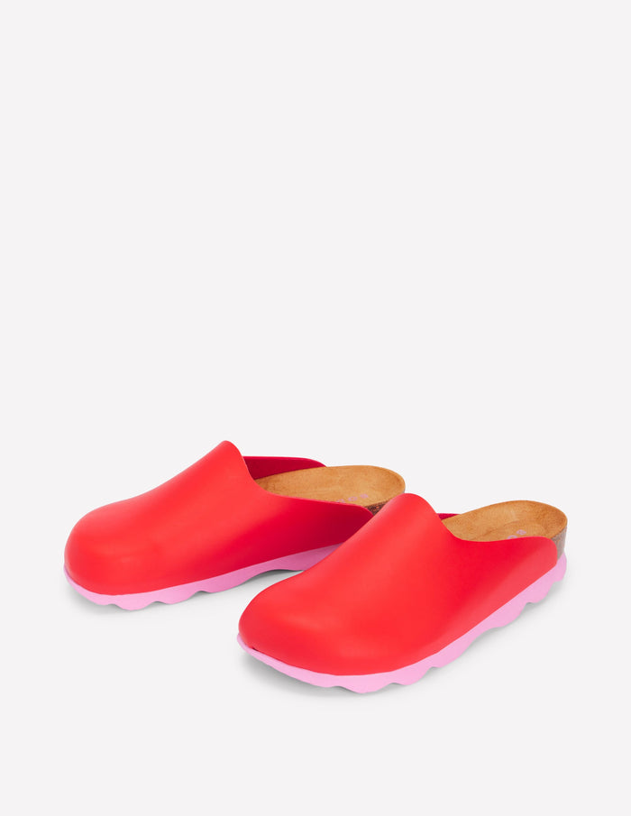 Lyla Colour Block Clogs Post Box Red/Soft Pink