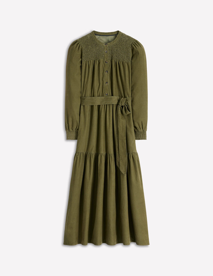 Cecily Cord Midi Dress Woodland Green