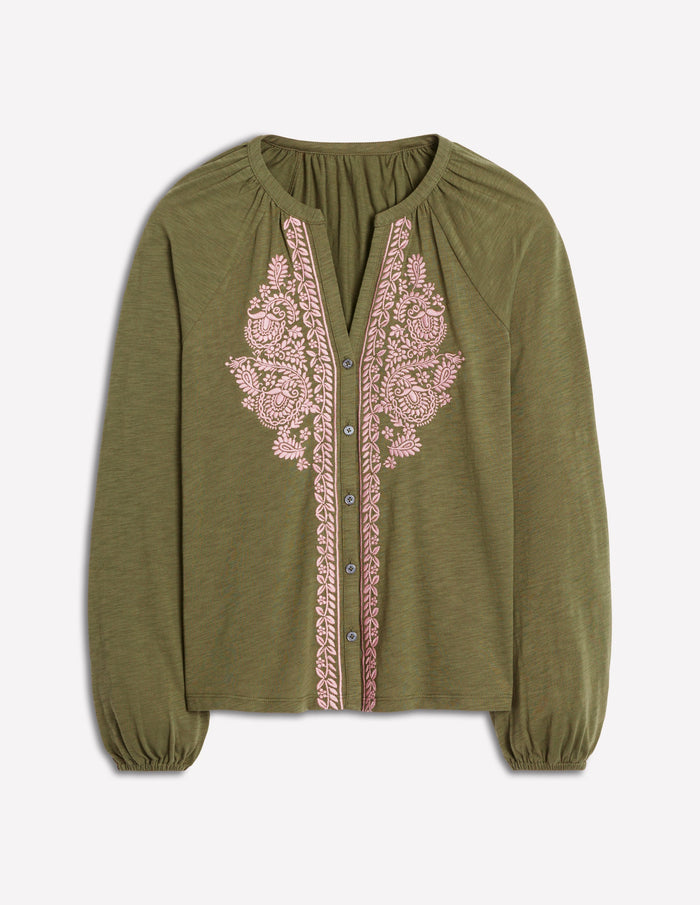 Alma Embroidered Shirt Woodland Green