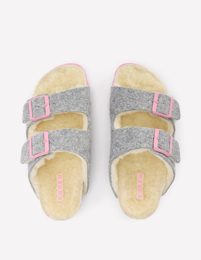 Double Strap Buckle Slipper Grey