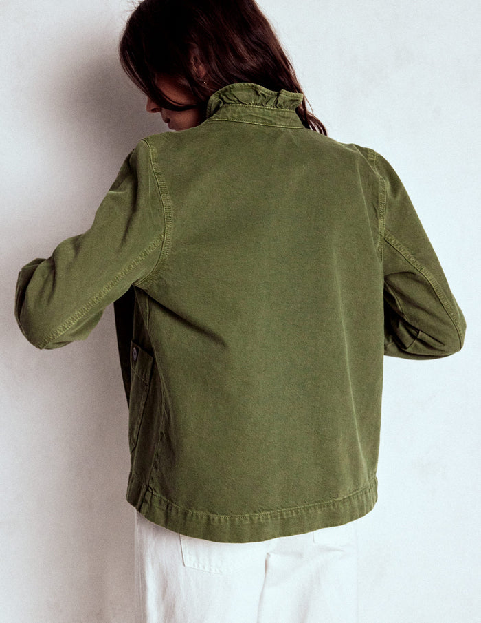 Cotton Frill Collar Jacket Woodland Green