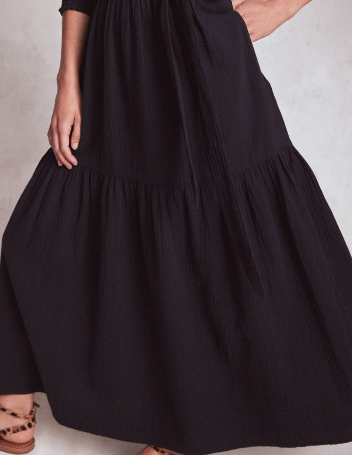 Cecily Double Cloth Midi Dress Midnight Blue