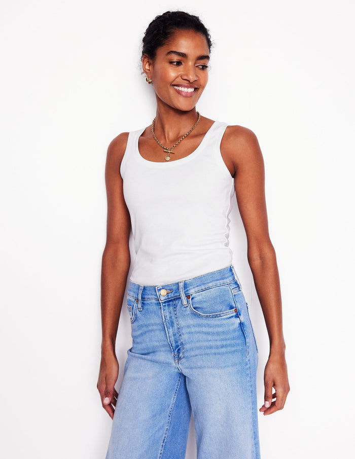 Essential Scoop-Neck Tank White