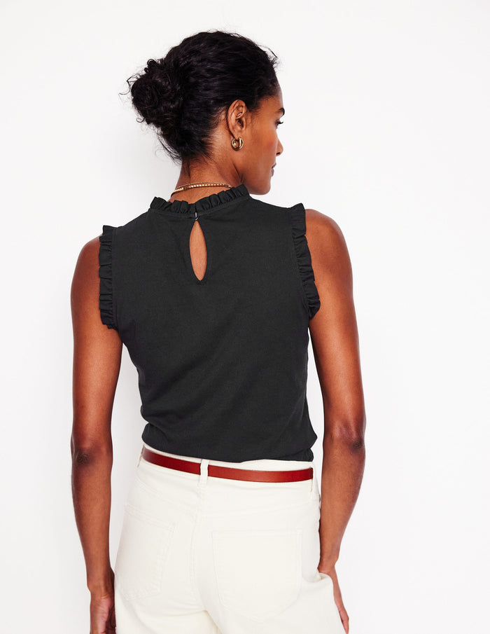 Supersoft Frill Detail Vest Black
