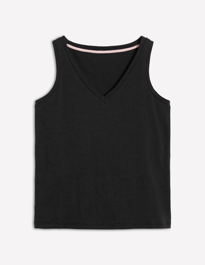 Regular V-Neck Slub Tank Black