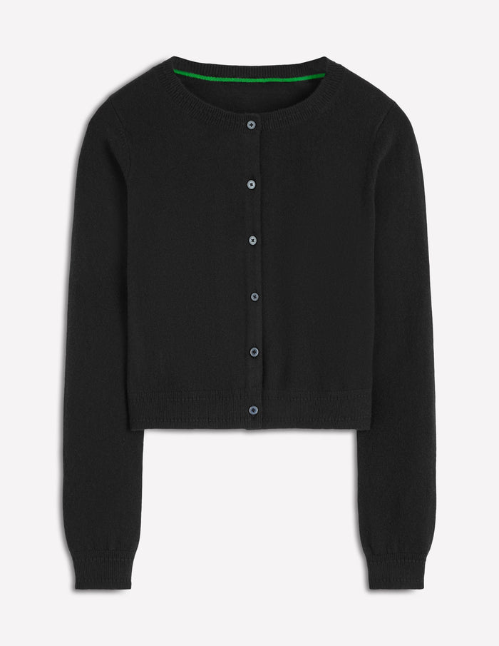 Eva Cashmere Cropped Cardigan Black