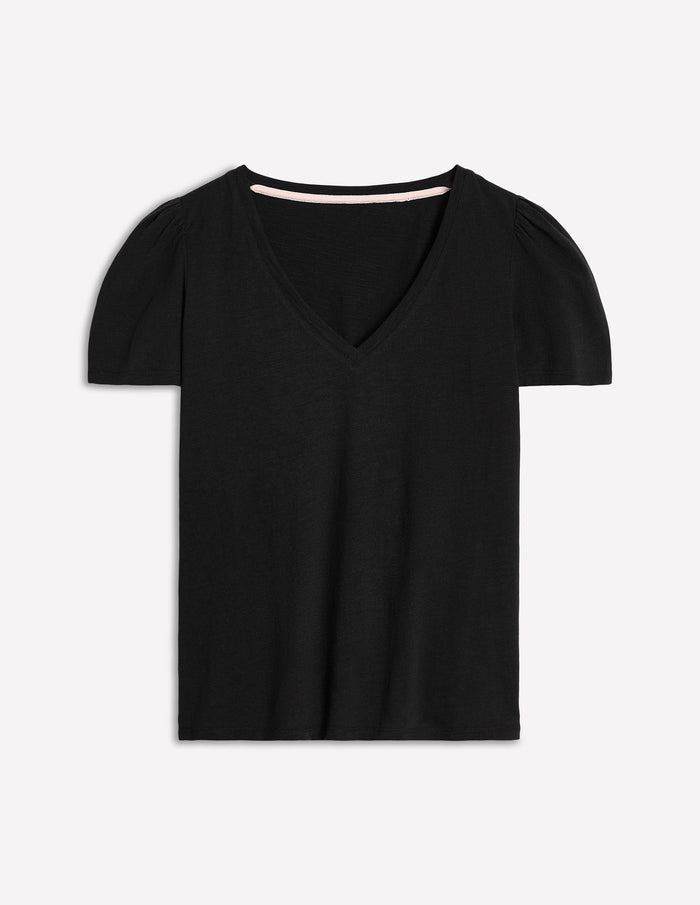 Short Sleeve V Neck T-shirt Black