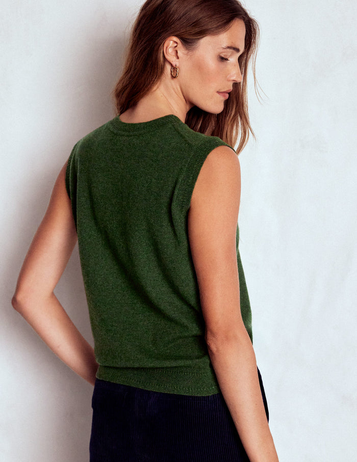 Eva Cashmere Vest Kale Leaf Melange