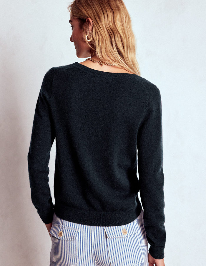 Eva Cashmere V-Neck Sweater Navy