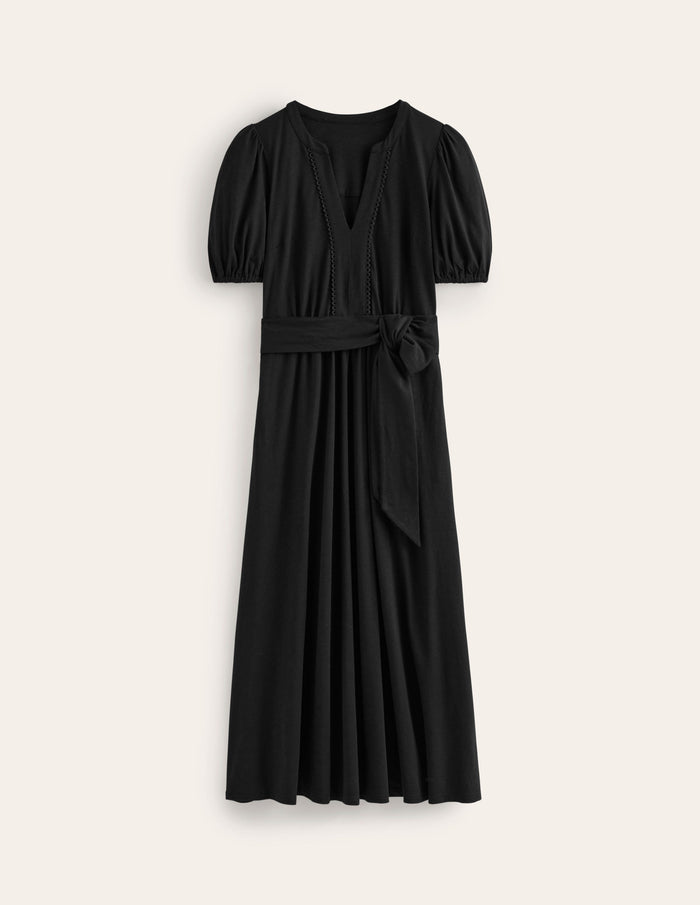 Sofia Trim Jersey Midi Dress Black