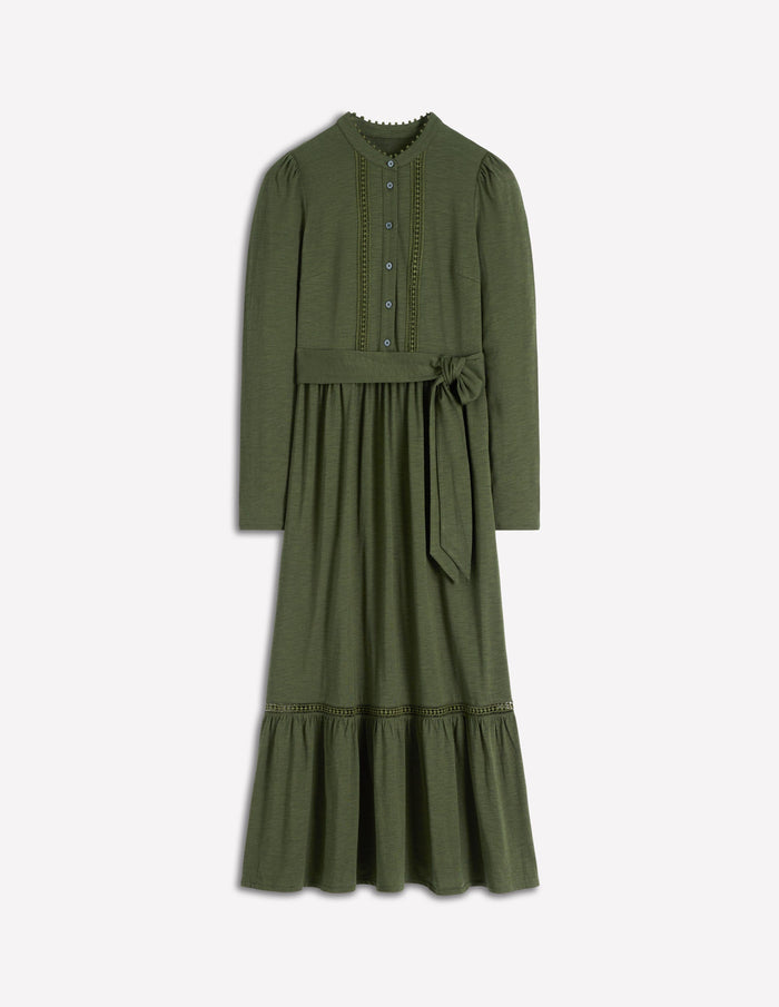 Edwina Jersey Shirt Dress Kale Leaf