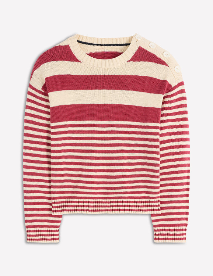 Jemma Chunky Cotton Sweater Warm Ivory/ Terracotta
