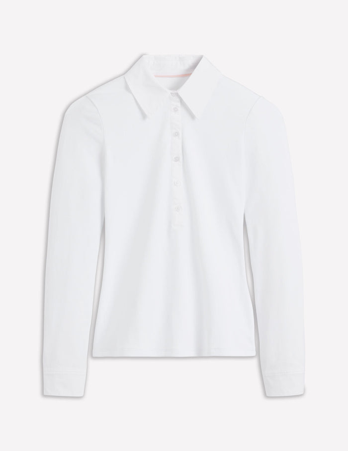 Collared Placket Jersey Shirt White