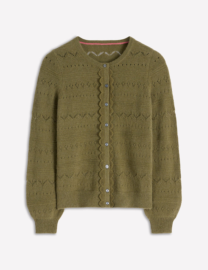 Leticia Lace Trim Cardigan Woodland Green