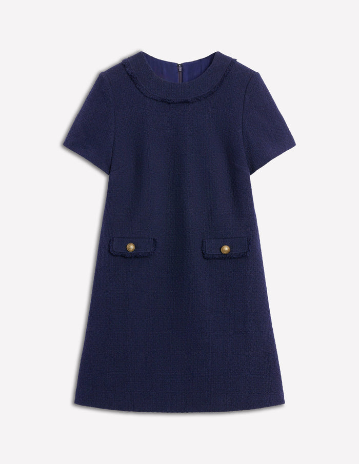 Evita Cotton Shift Dress Navy