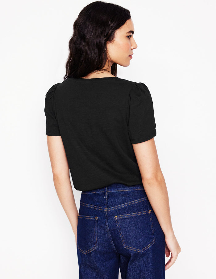 Short Sleeve V Neck T-shirt Black
