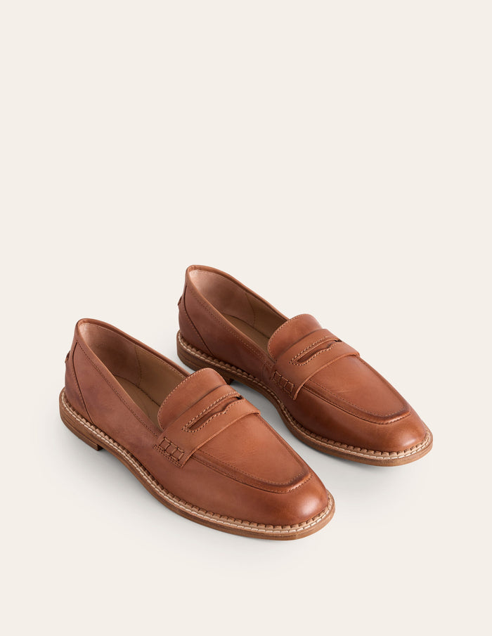 Nya Penny Loafers Tan Burnished Leather