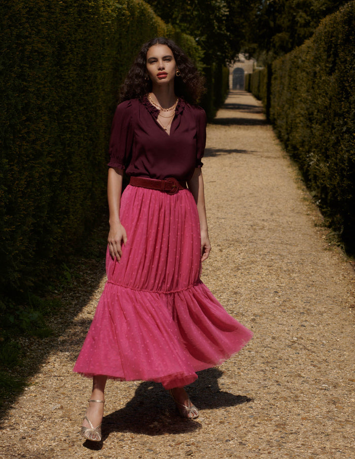 Ria Short Sleeve Top Dark Cherry