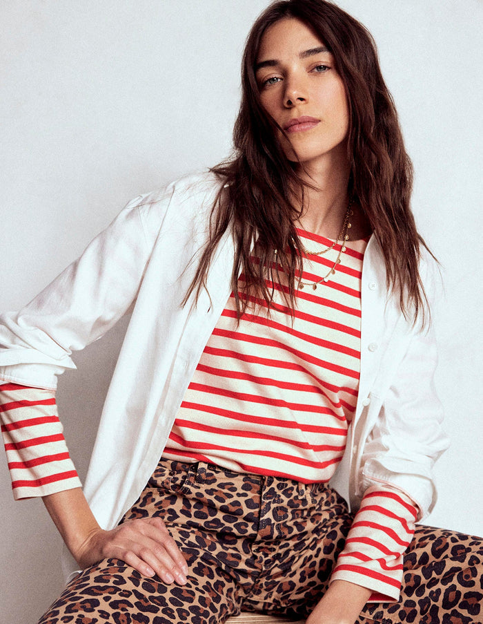 Button Mariner Breton Ivory and Brilliant Red