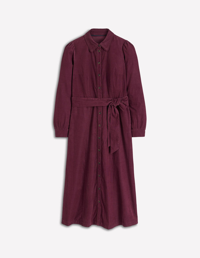 Clara Cord Midi Dress Dark Cherry