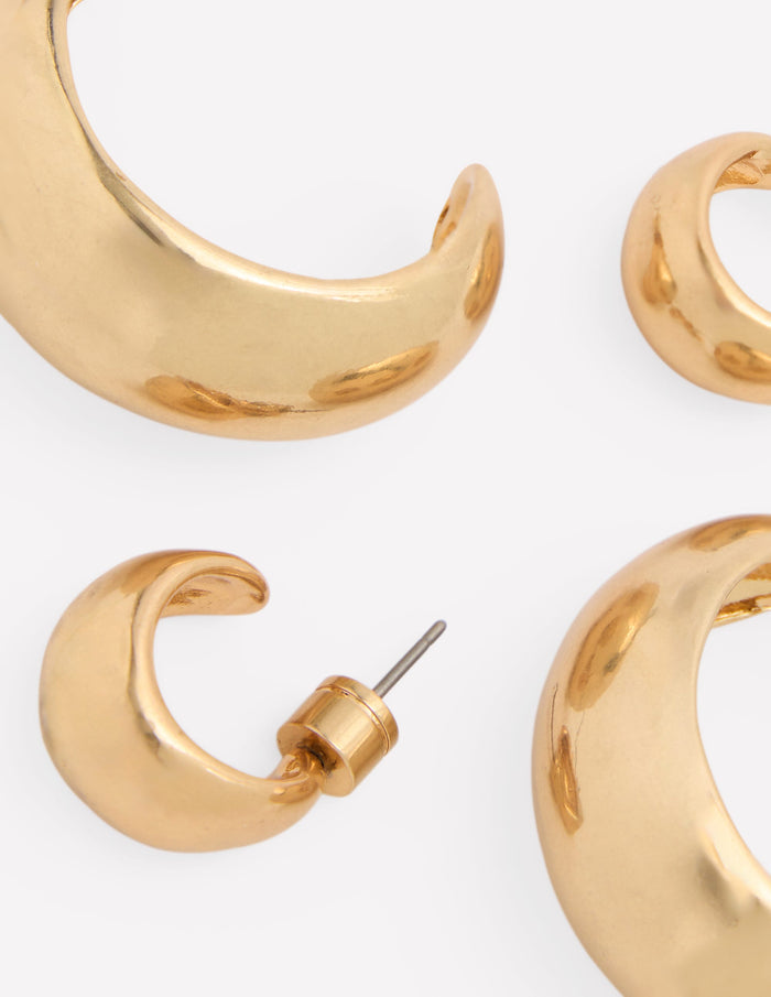 Smooth Dome 2-Pack Earrings Gold Colour