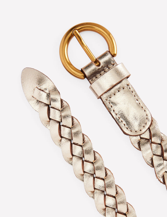 Skinny Plaited Belt Gold