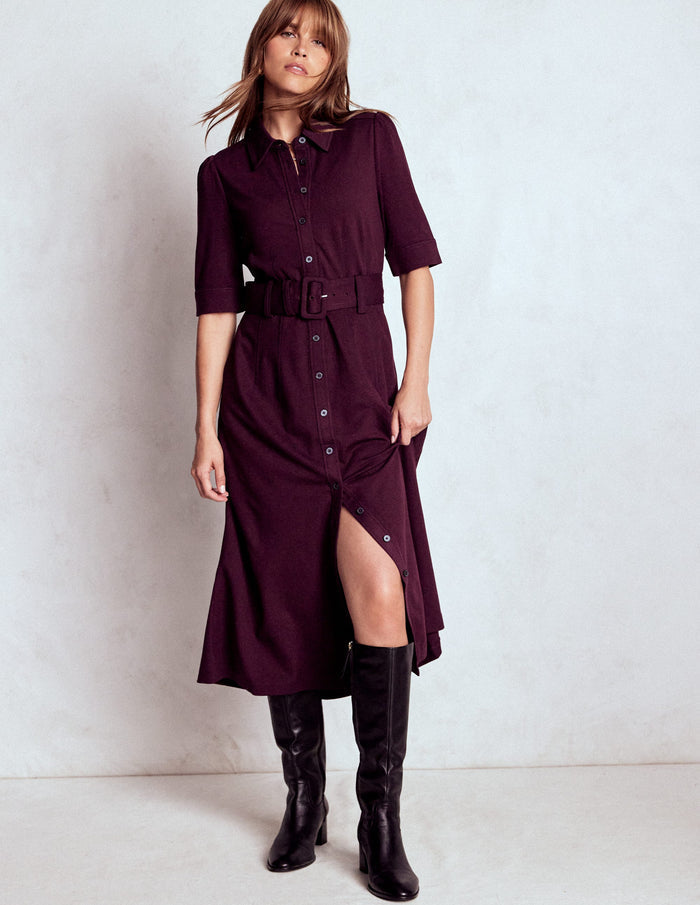Anita Ponte Shirt Dress Dark Cherry