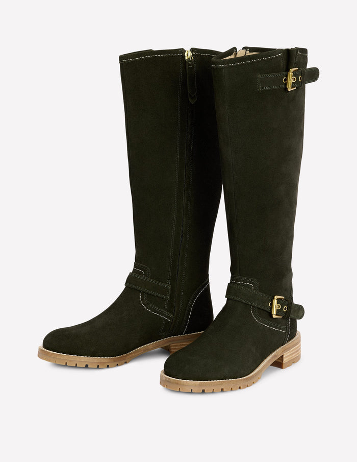 Buckle Knee High Boots Woodland Green
