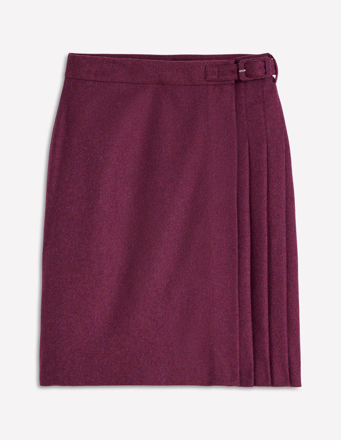 Helen Wool Kilt Skirt Purple Herringbone