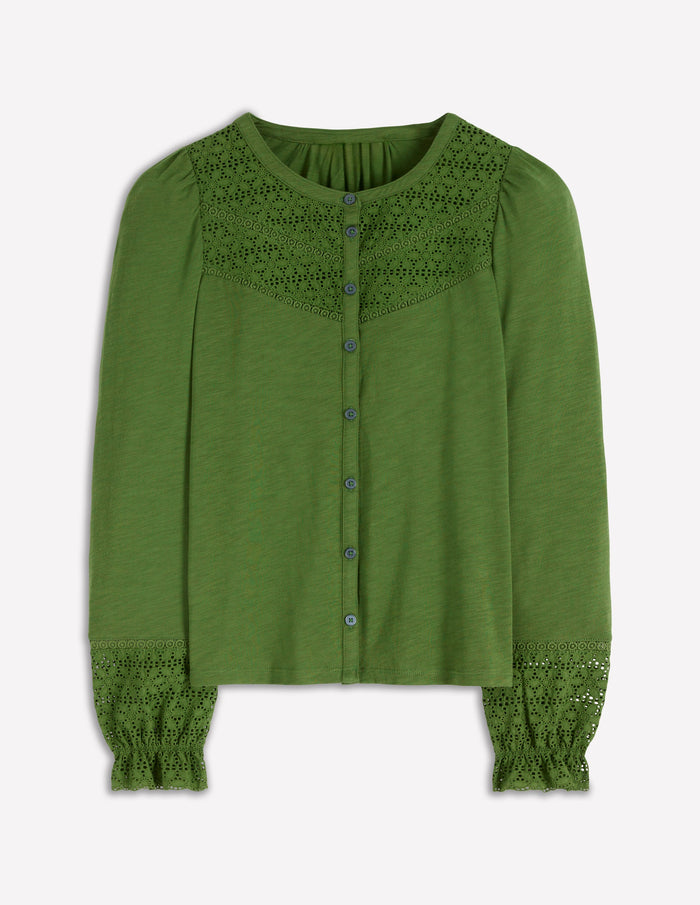 Pippa Broderie Jersey Shirt Promenade Green