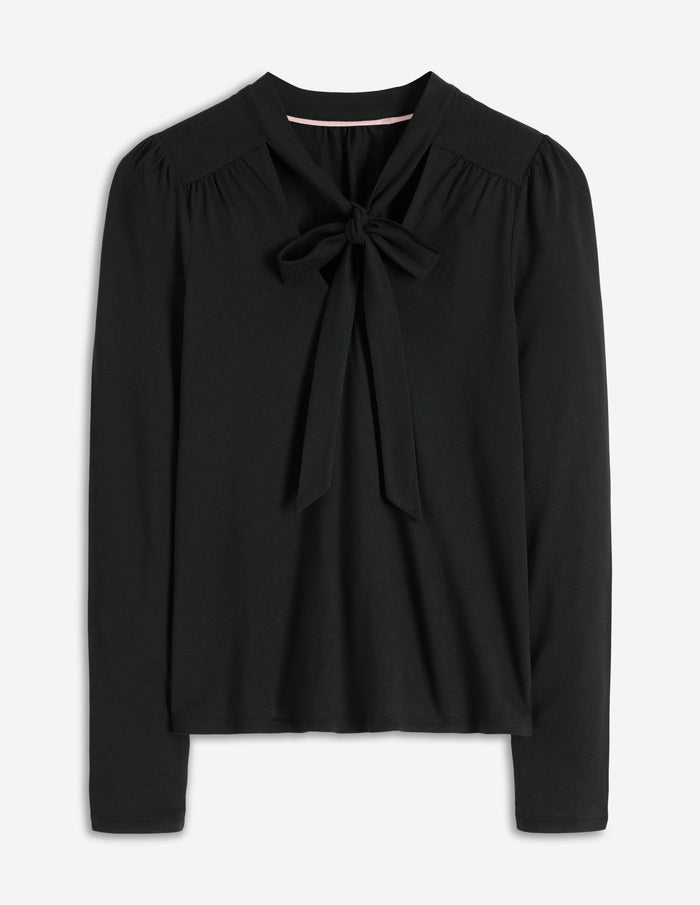 Tie Neck Supersoft Top Black