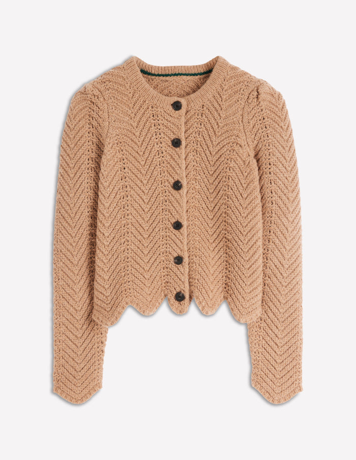 Chunky Chevron Knitted Jacket Camel