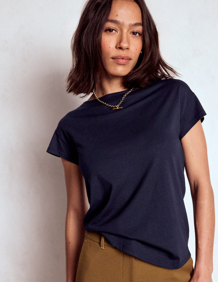Supersoft Boat Neck T-Shirt Navy