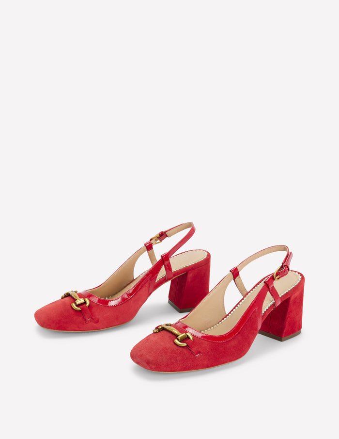 Iris Snaffle Slingback Heels Post Box Red