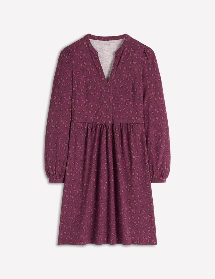 Naomi Relaxed Jersey Dress Prune, Leopard Spots