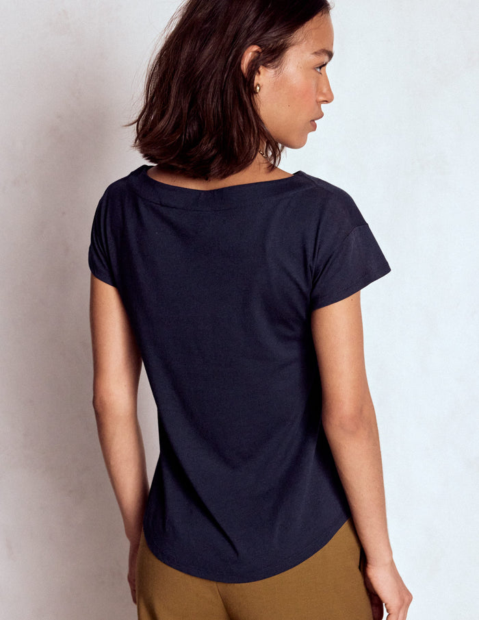 Supersoft Boat Neck T-Shirt Navy