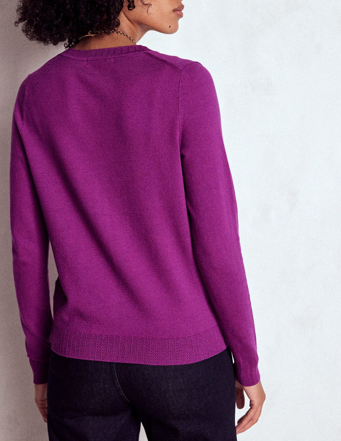 Emilia Cotton Crew Cardigan Regal Purple