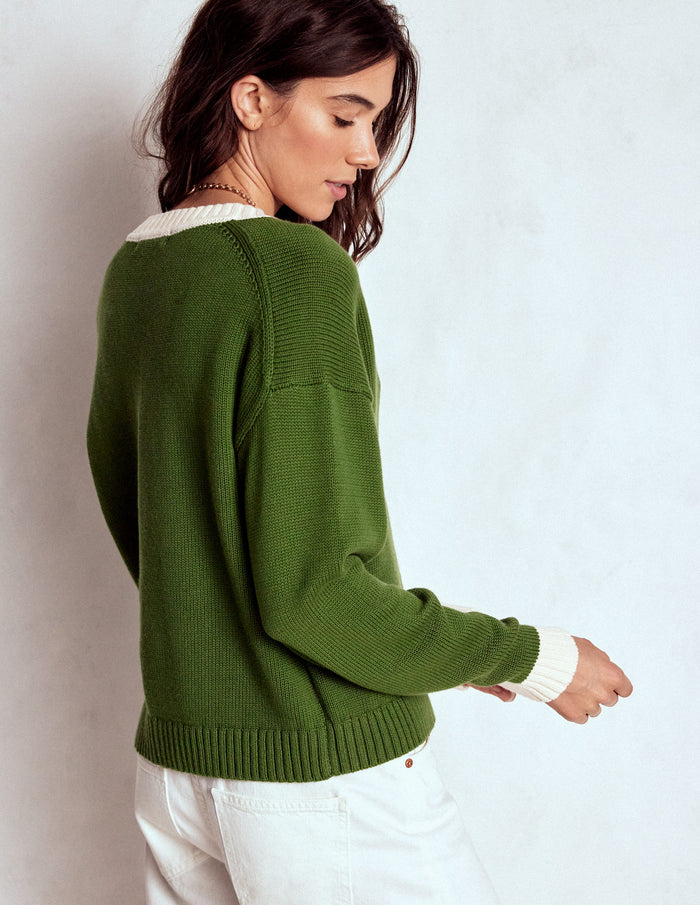 Jemma Chunky Cotton Cardigan Promenade Green