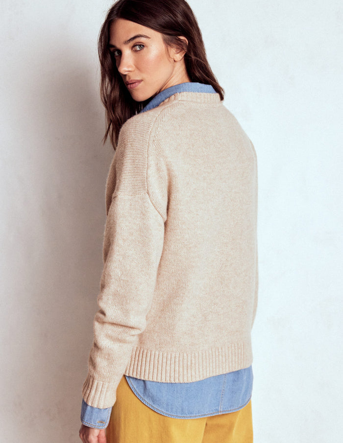 Natalie Embroidered Sweater Oatmeal Melange, Daschund