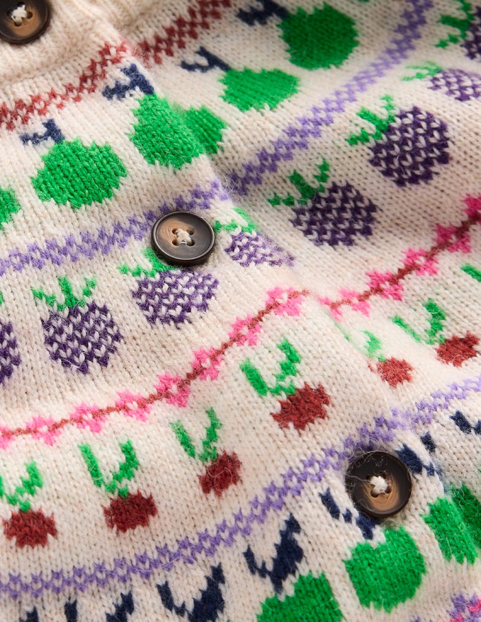 Edie Fair Isle Cardigan Ecru Marl, Fruit