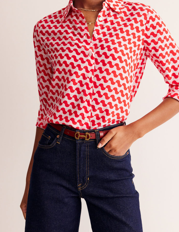 Iris Skinny Snaffle Trim Belt Red